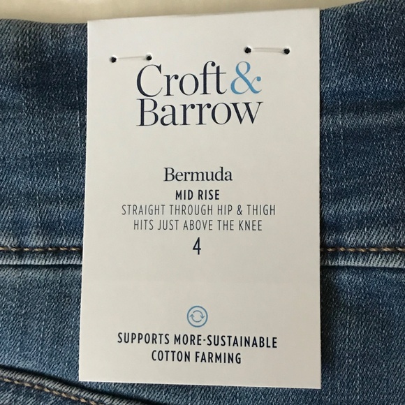 CROFT & BARROW Mid Rise Bermuda Shorts Medium Wash Jean Shorts Women’s Size 4 - Picture 8 of 16